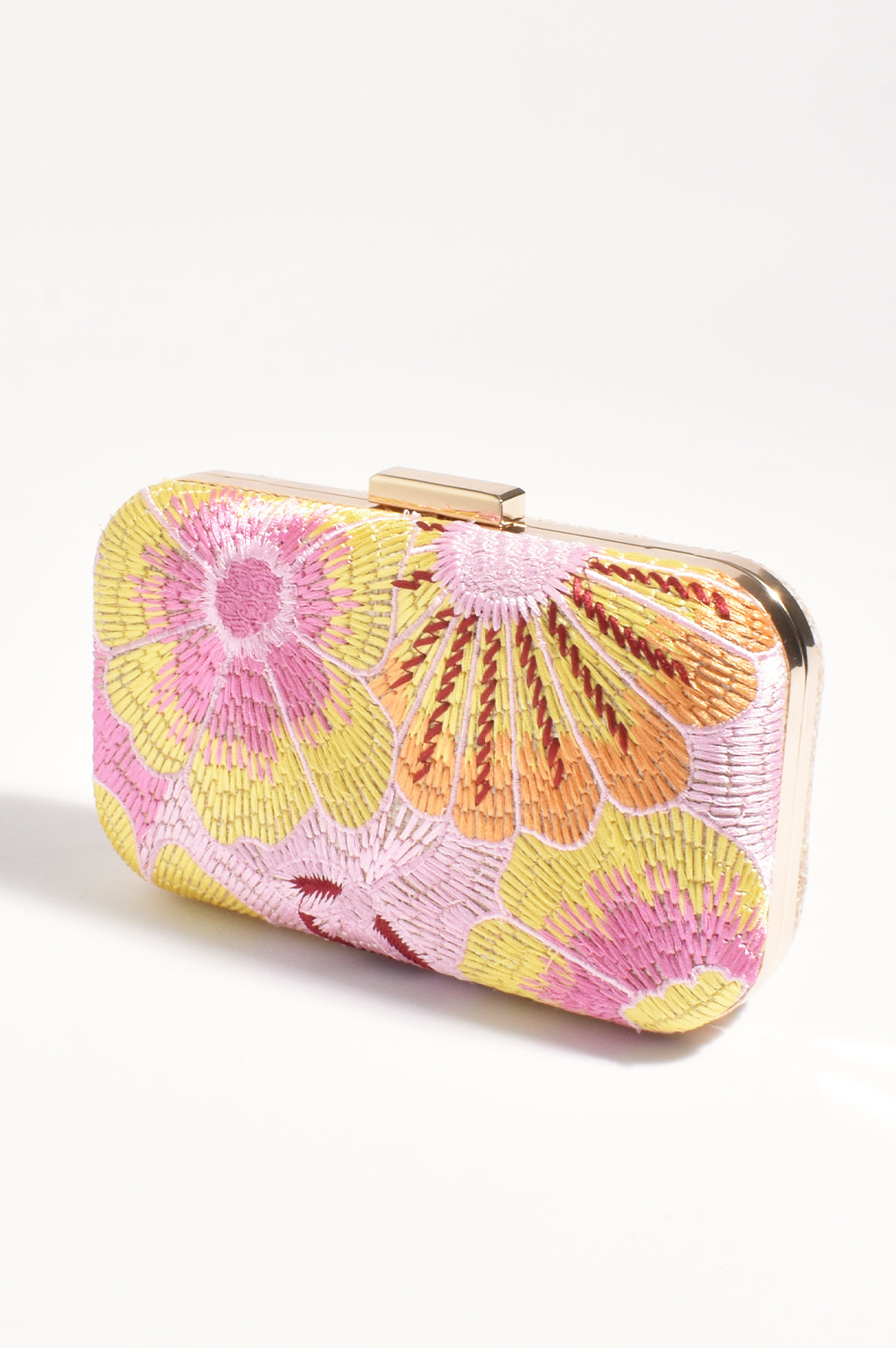 Adorne Calypso Floral Woven Structured Clutch - Multi/Natural