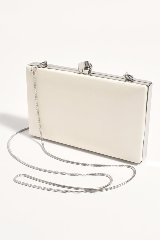 Adorne Mira Structured Clutch - Cream