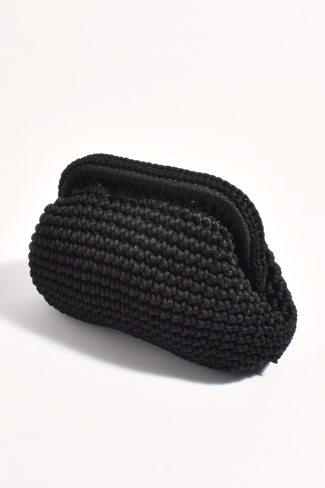 Adorne Regan Macramé Weave Clutch - Black