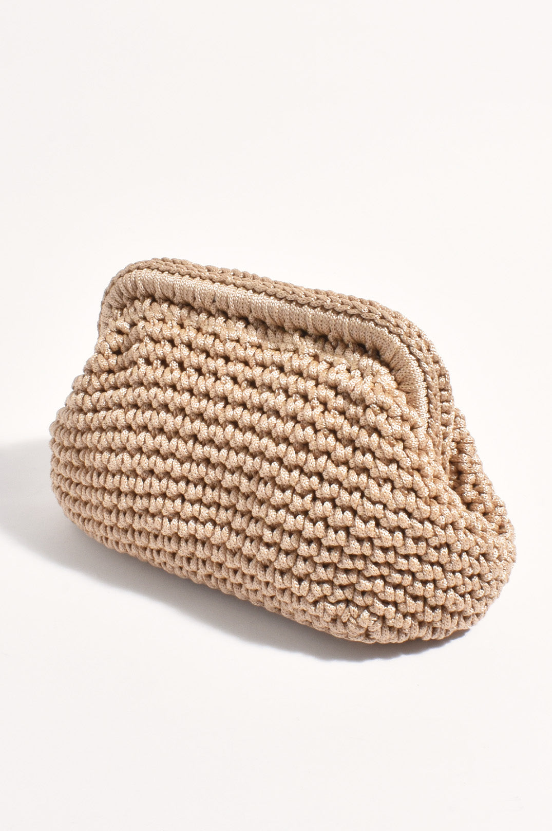 Adorne Regan Macramé Weave Clutch - Camel