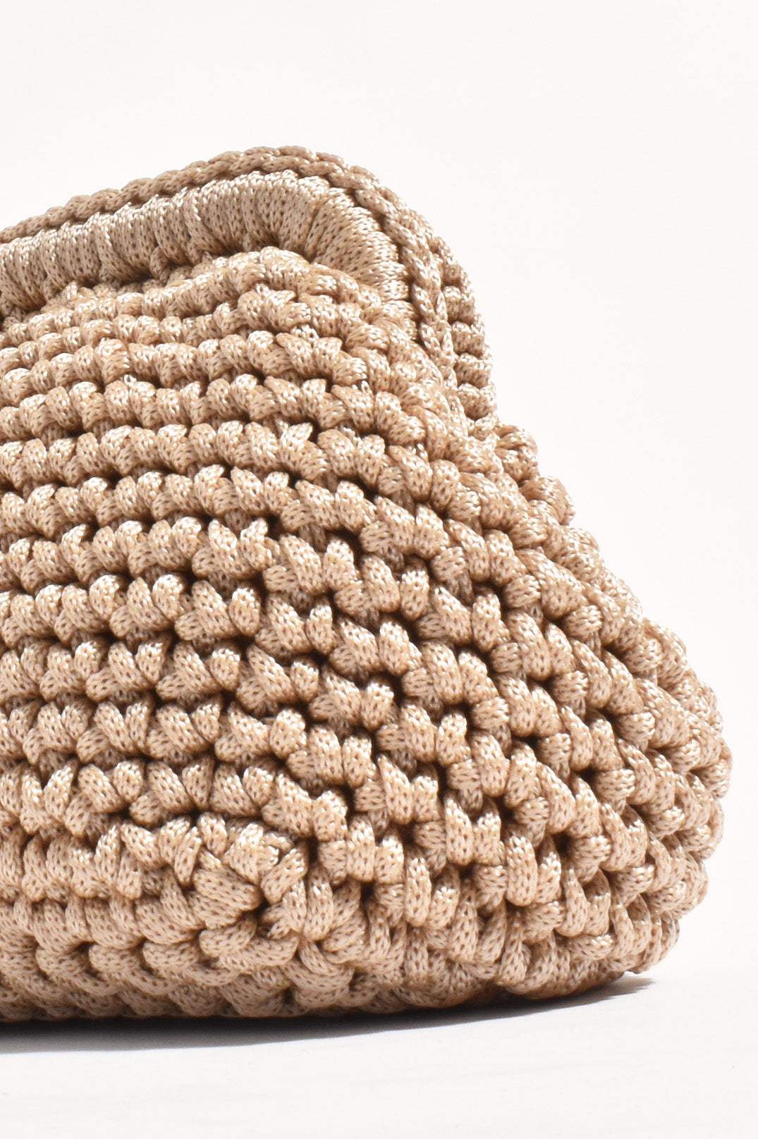 Adorne Regan Macramé Weave Clutch - Camel