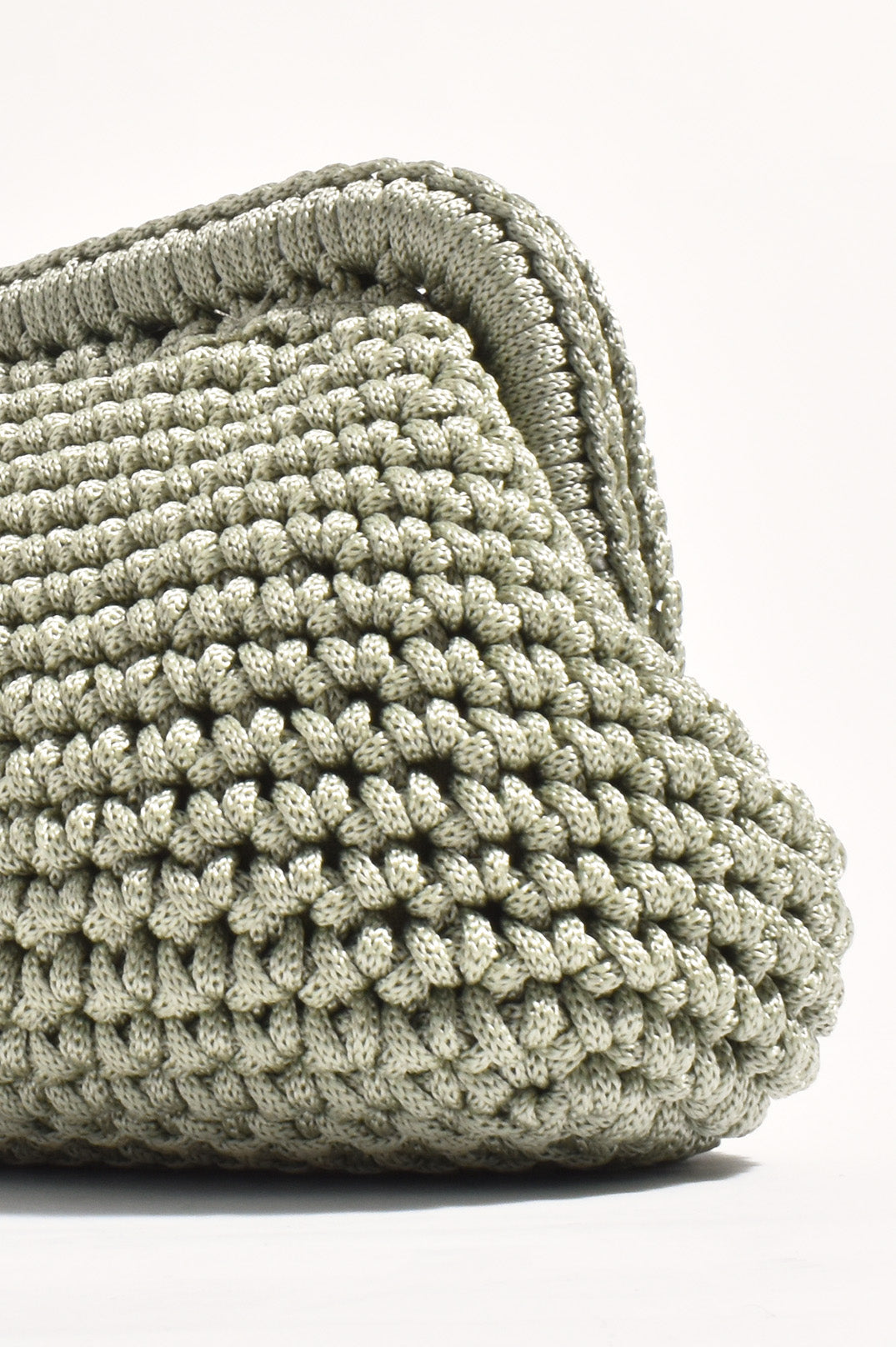 Adorne Regan Macramé Weave Clutch - Khaki