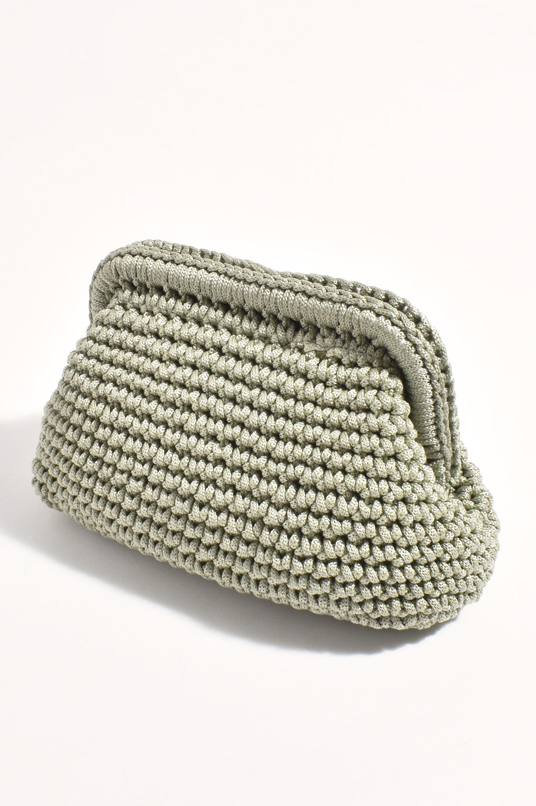 Adorne Regan Macramé Weave Clutch - Khaki