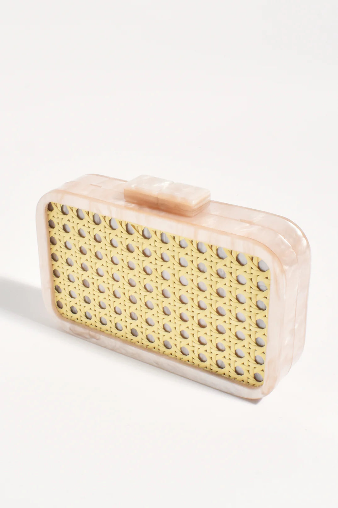 Adorne Aggie Weave & Resin Structured Clutch - Natural