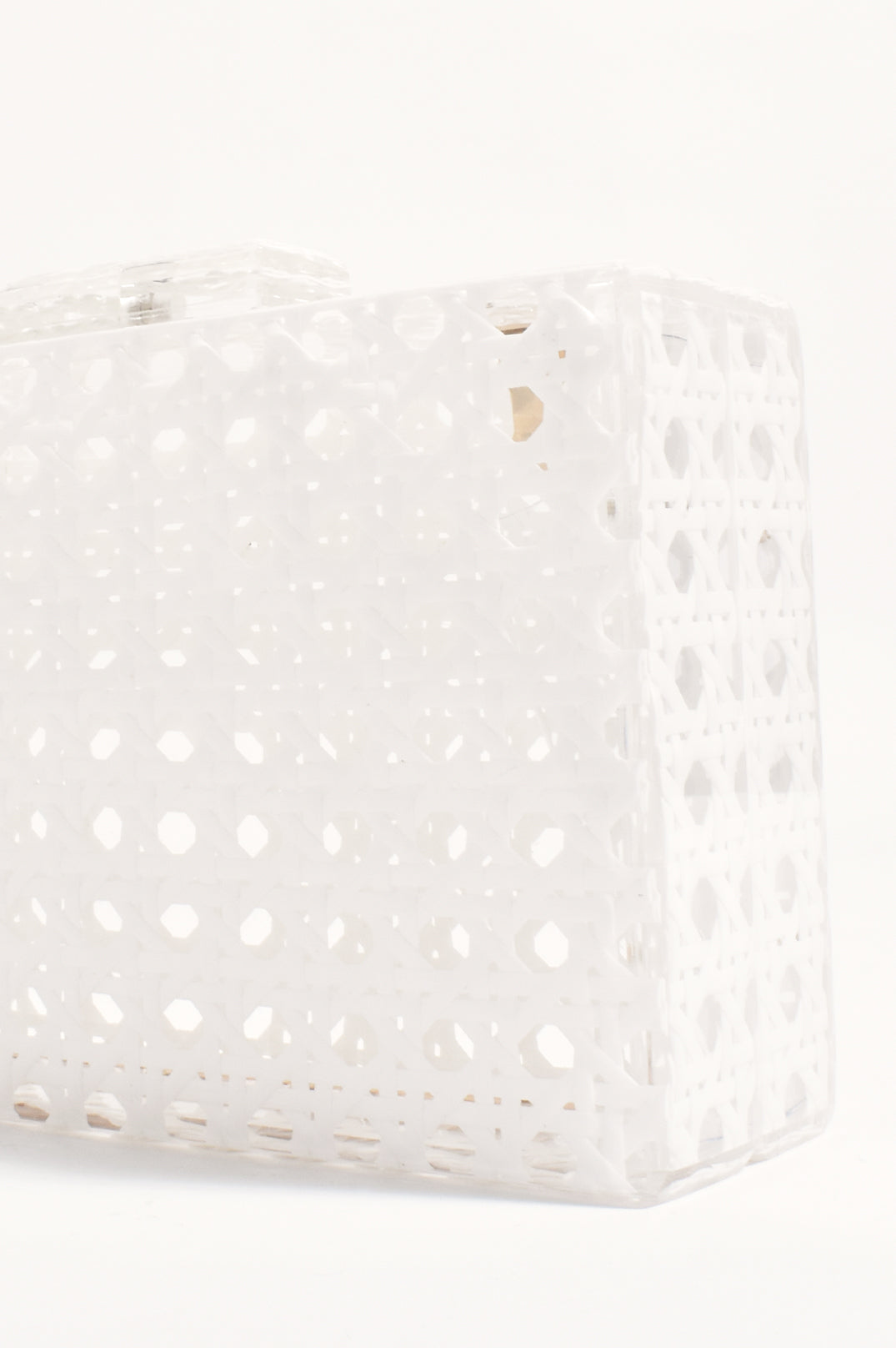 Adorne Sadie Picnic Weave Clear Structured Clutch - White/Clear