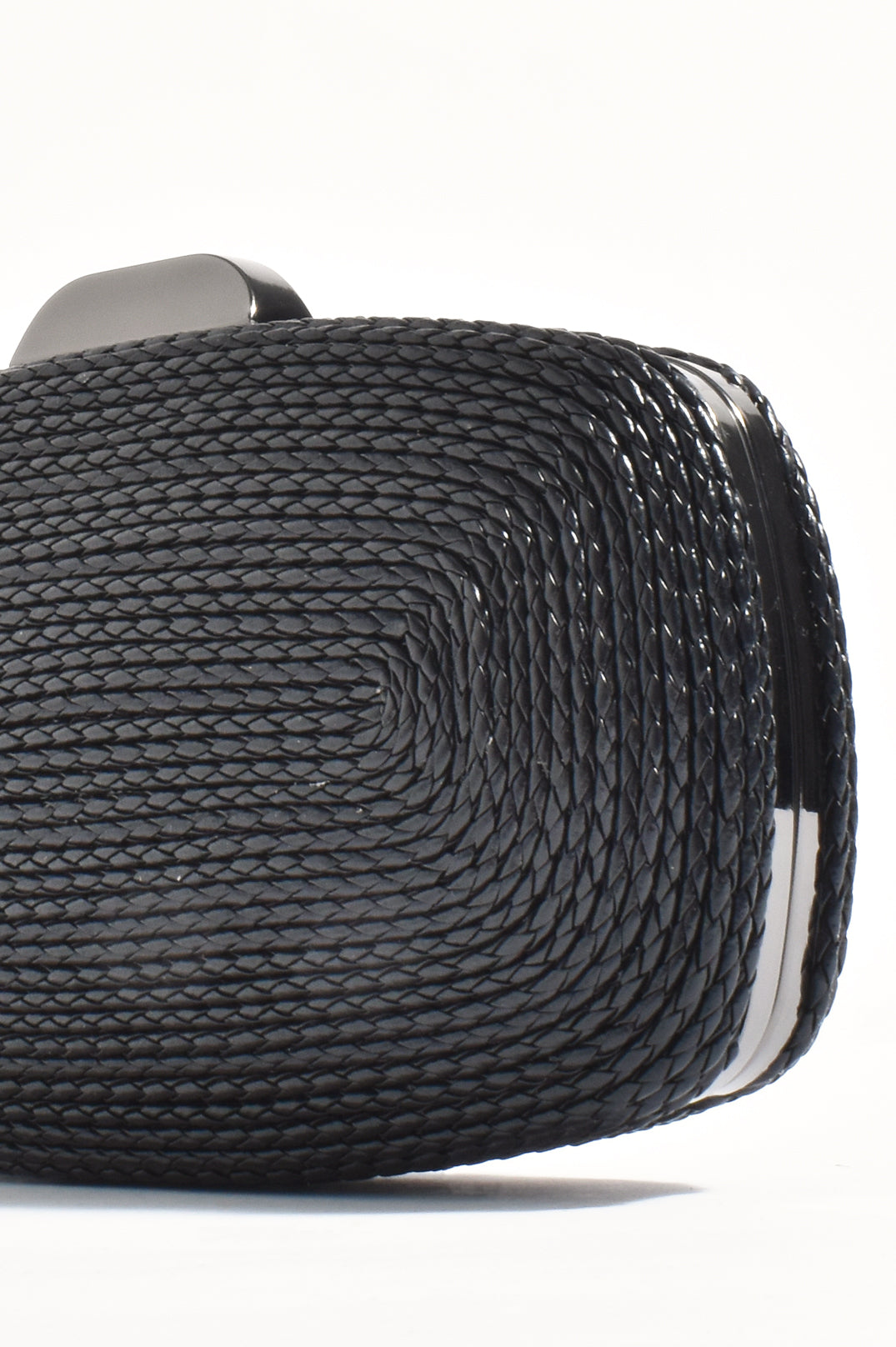 Adorne Leela Rope Detail Structured Clutch - Black