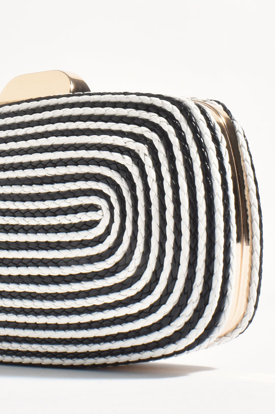 Adorne Leela Rope Detail Structured Clutch - Monochrome