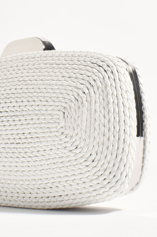 Adorne Leela Rope Detail Structured Clutch - White