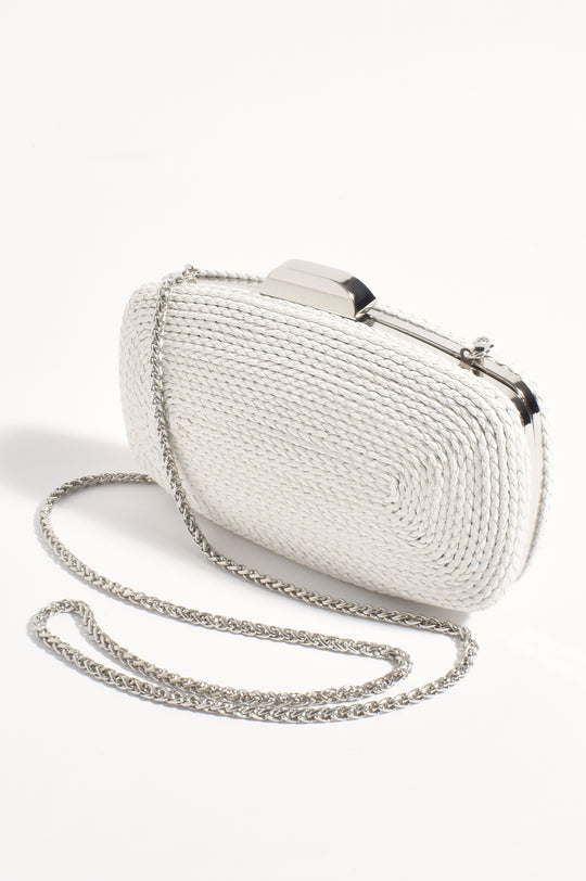 Adorne Leela Rope Detail Structured Clutch - White