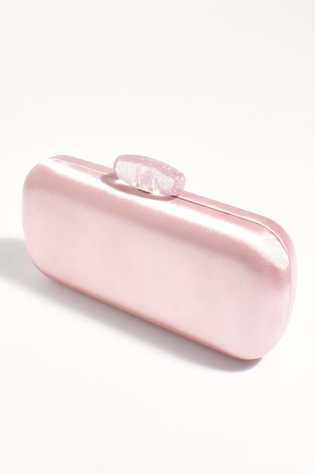 Adorne Claudette Satin Structured Clutch - Pale Pink