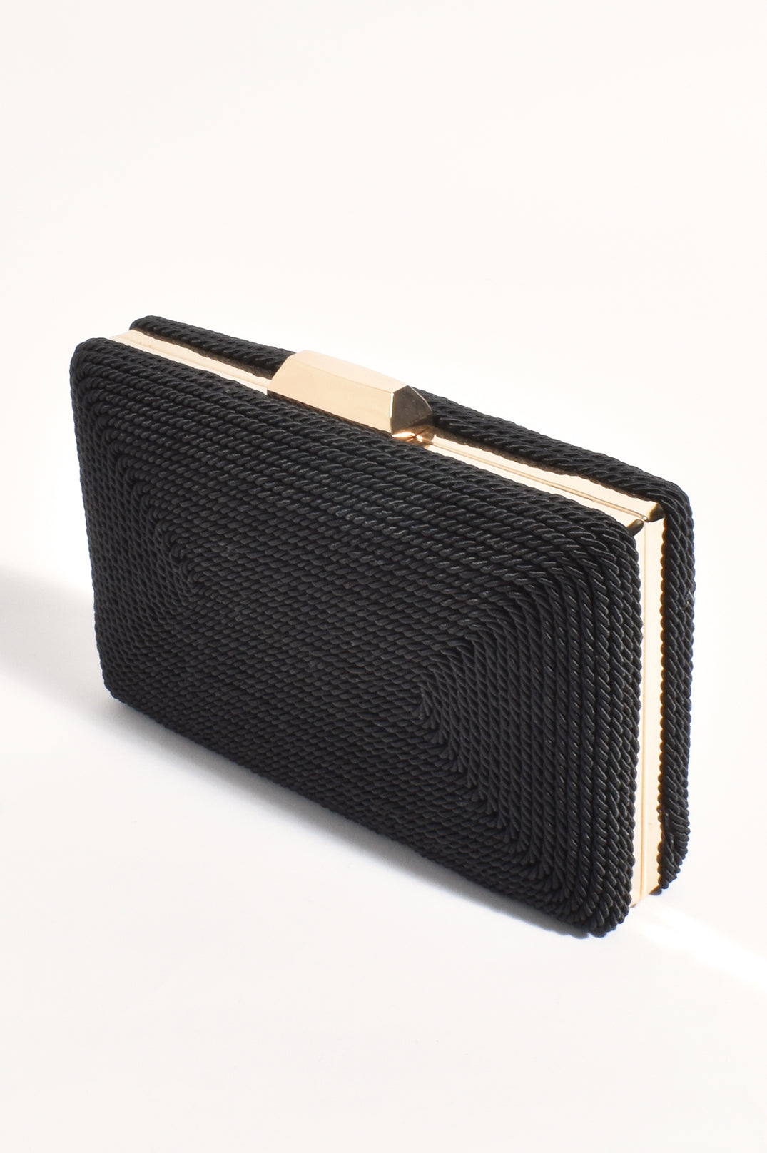 Adorne Jeanie Rope Structured Clutch - Black