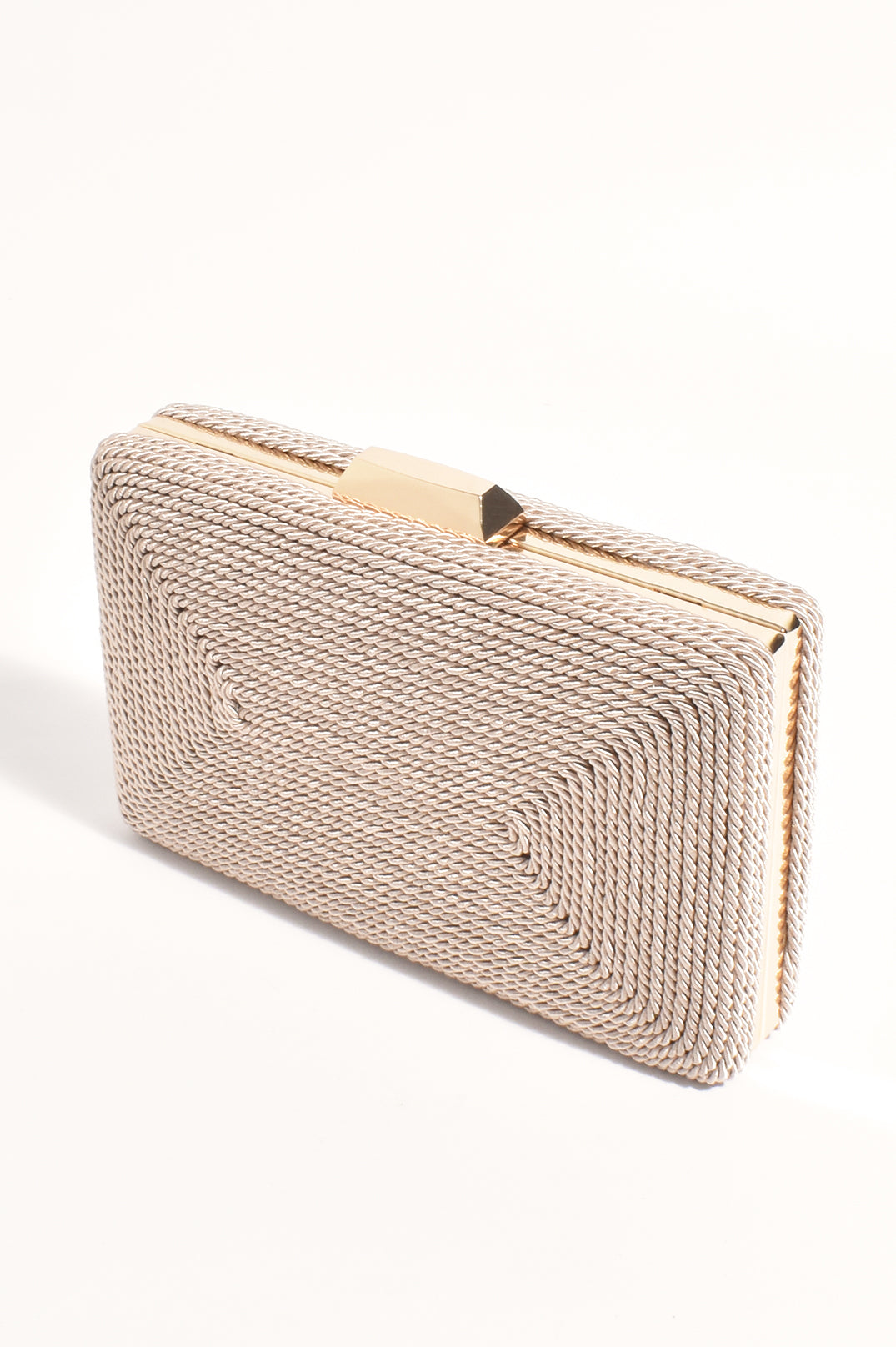 Adorne Jeanie Rope Structured Clutch - Mocha