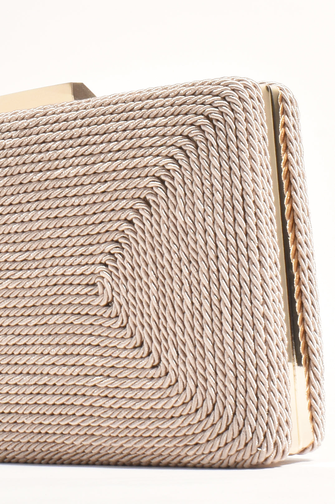 Adorne Jeanie Rope Structured Clutch - Mocha