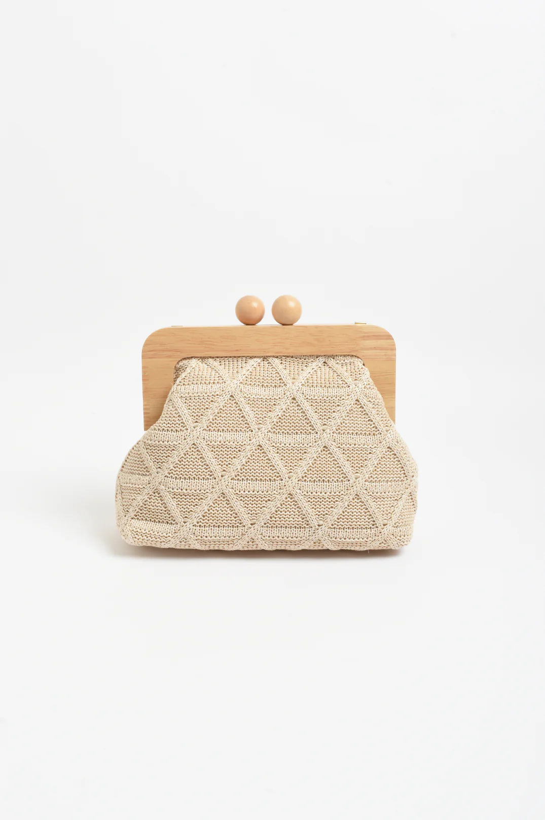 Adorne Tara Diamond Weave Timber Clutch - Natural