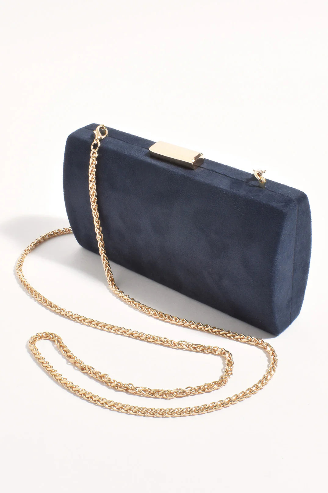 Adorne Clea Faux Suede Structured Clutch - Navy