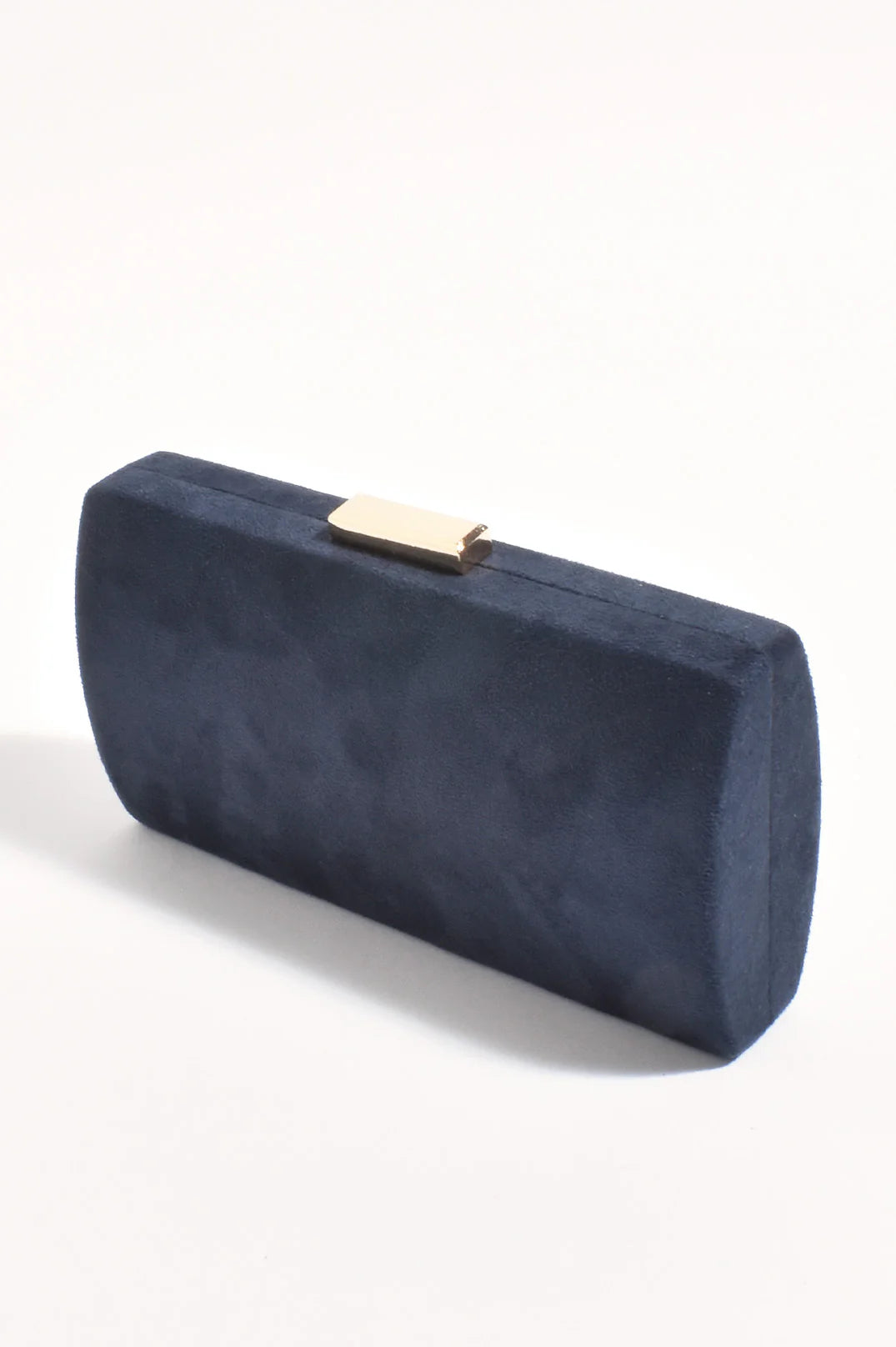 Adorne Clea Faux Suede Structured Clutch - Navy