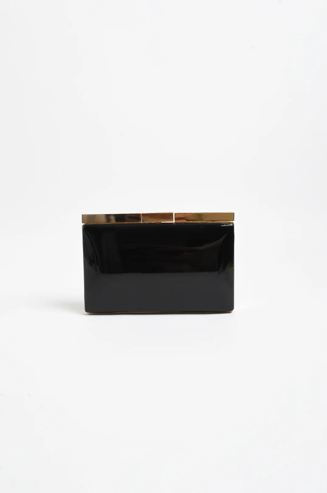 Adorne Simona Gloss Structured Clutch - Black