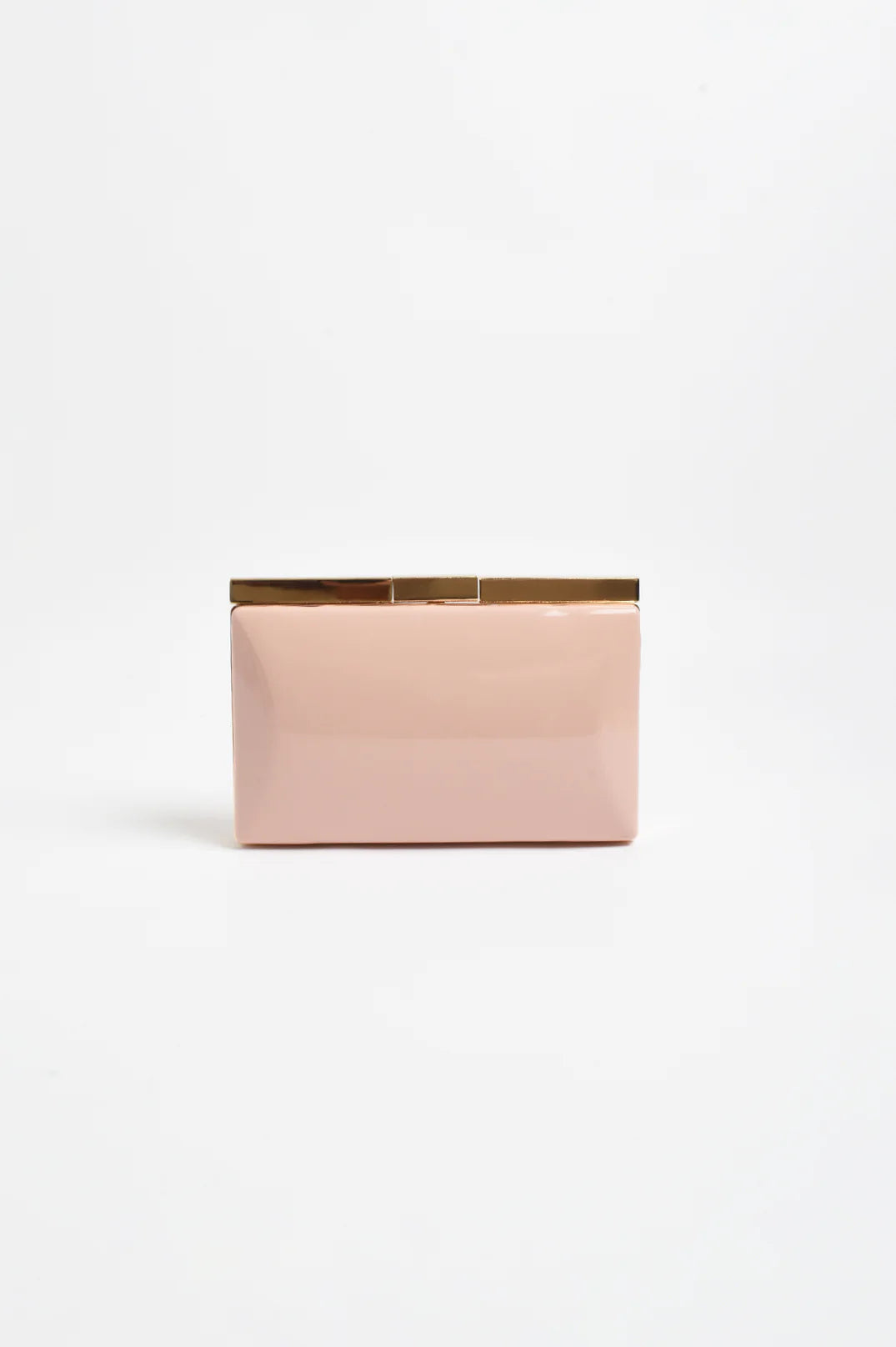 Adorne Simona Gloss Structured Clutch - Peach