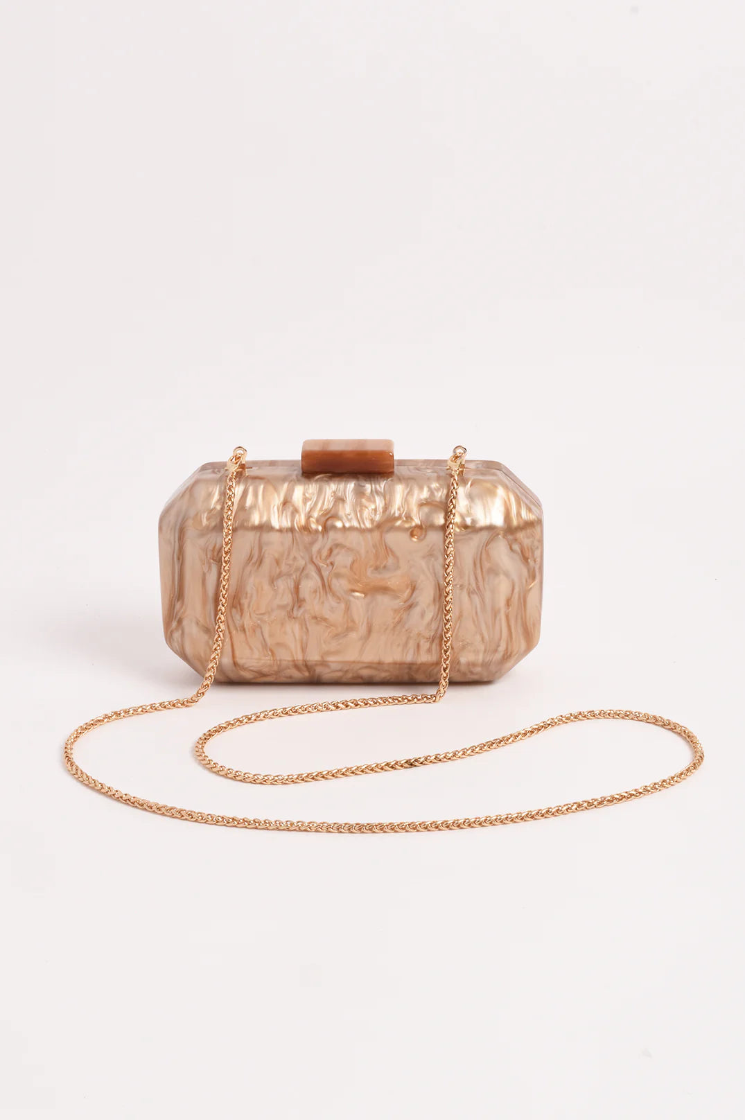 Adorne Juliana Bevelled Edge Resin Structured Clutch - Camel