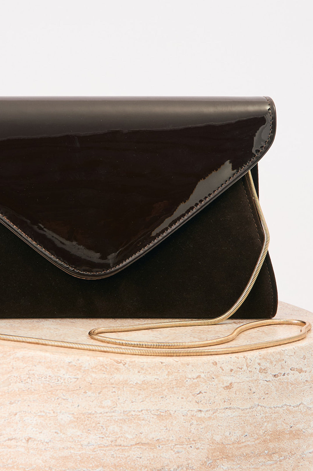 Adorne Elyssa Velvet and Gloss Envelope Clutch - Chocolate
