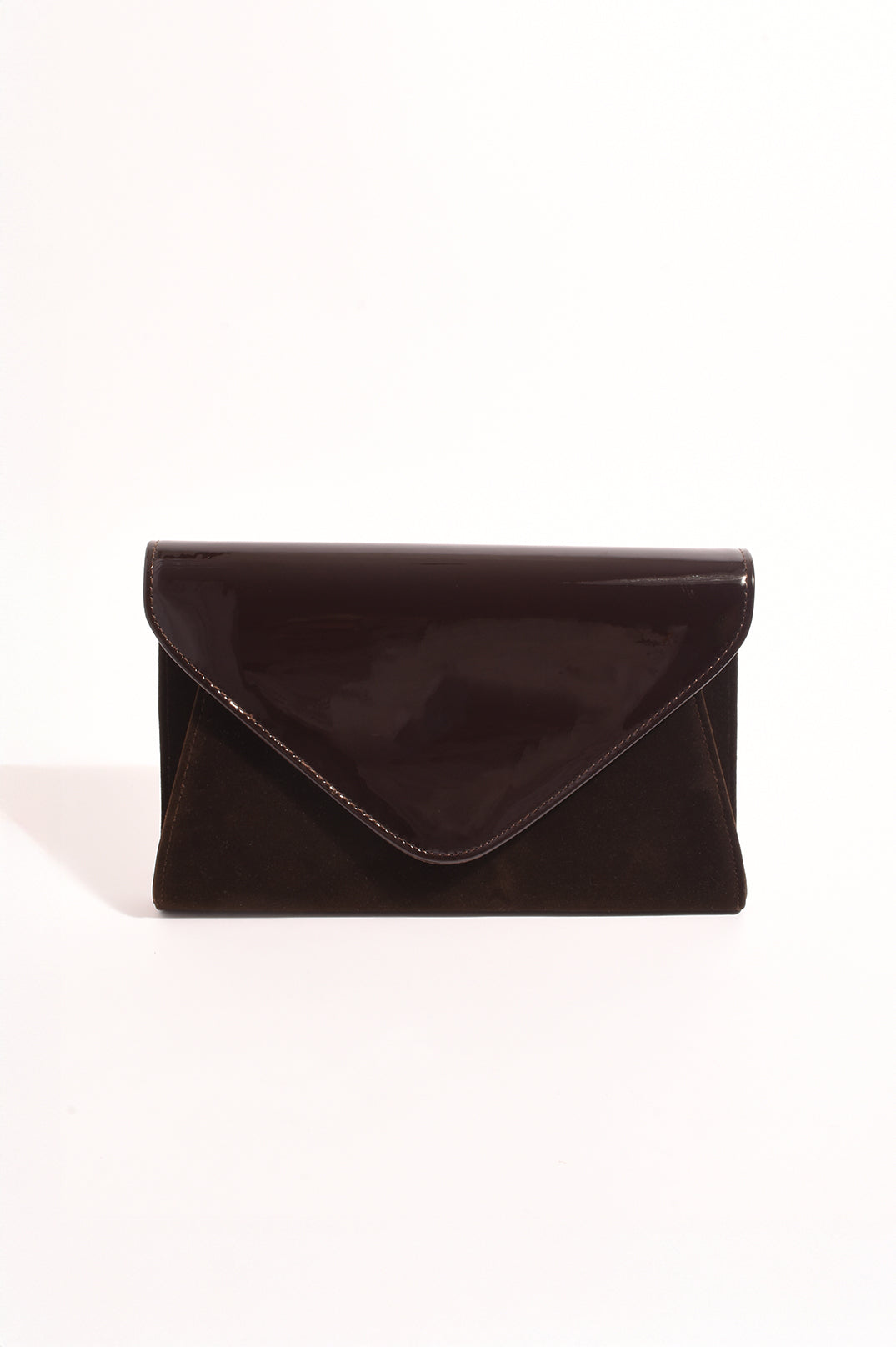 Adorne Elyssa Velvet and Gloss Envelope Clutch - Chocolate