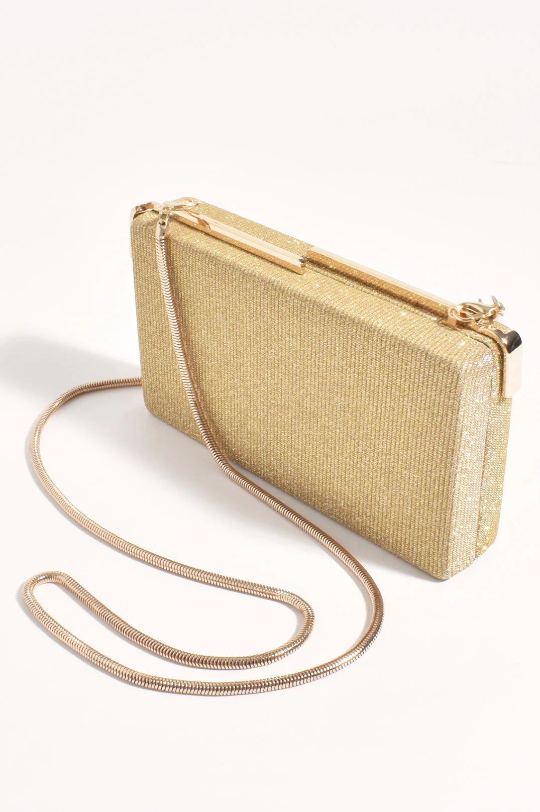 Adorne Charlene Rectangle Structured Clutch - Gold