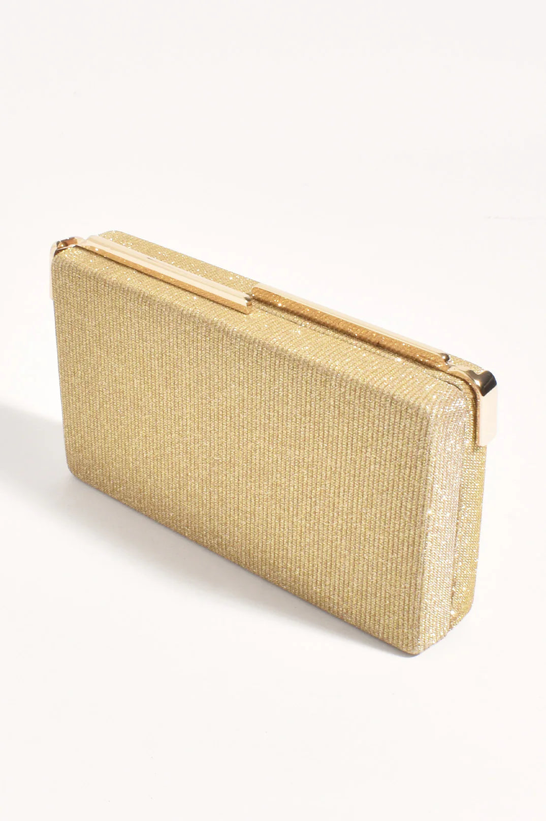 Adorne Charlene Rectangle Structured Clutch - Gold