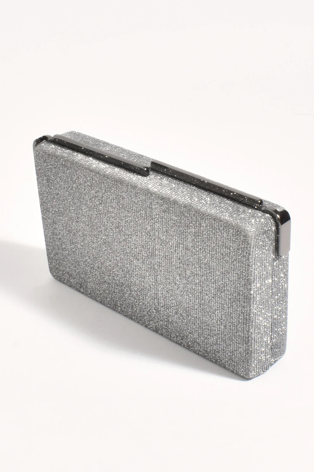 Adorne Charlene Rectangle Structured Clutch - Gunmetal