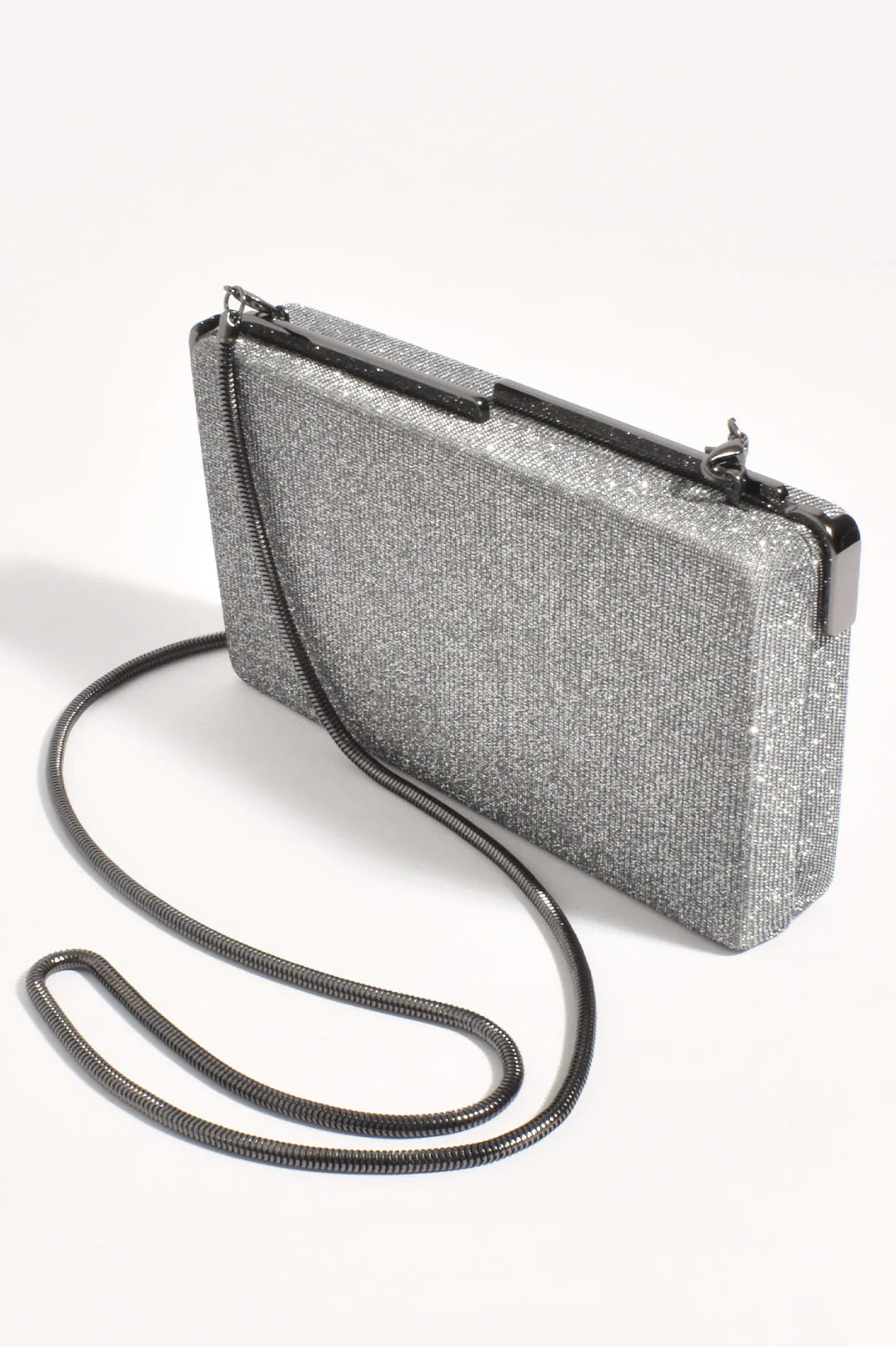 Adorne Charlene Rectangle Structured Clutch - Gunmetal