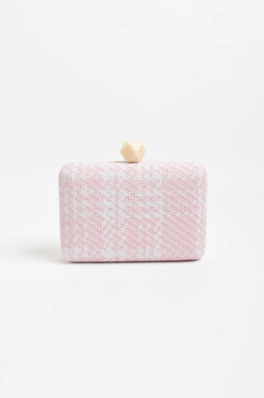 Adorne Janey Faux Weave Check Structured Clutch - Pink