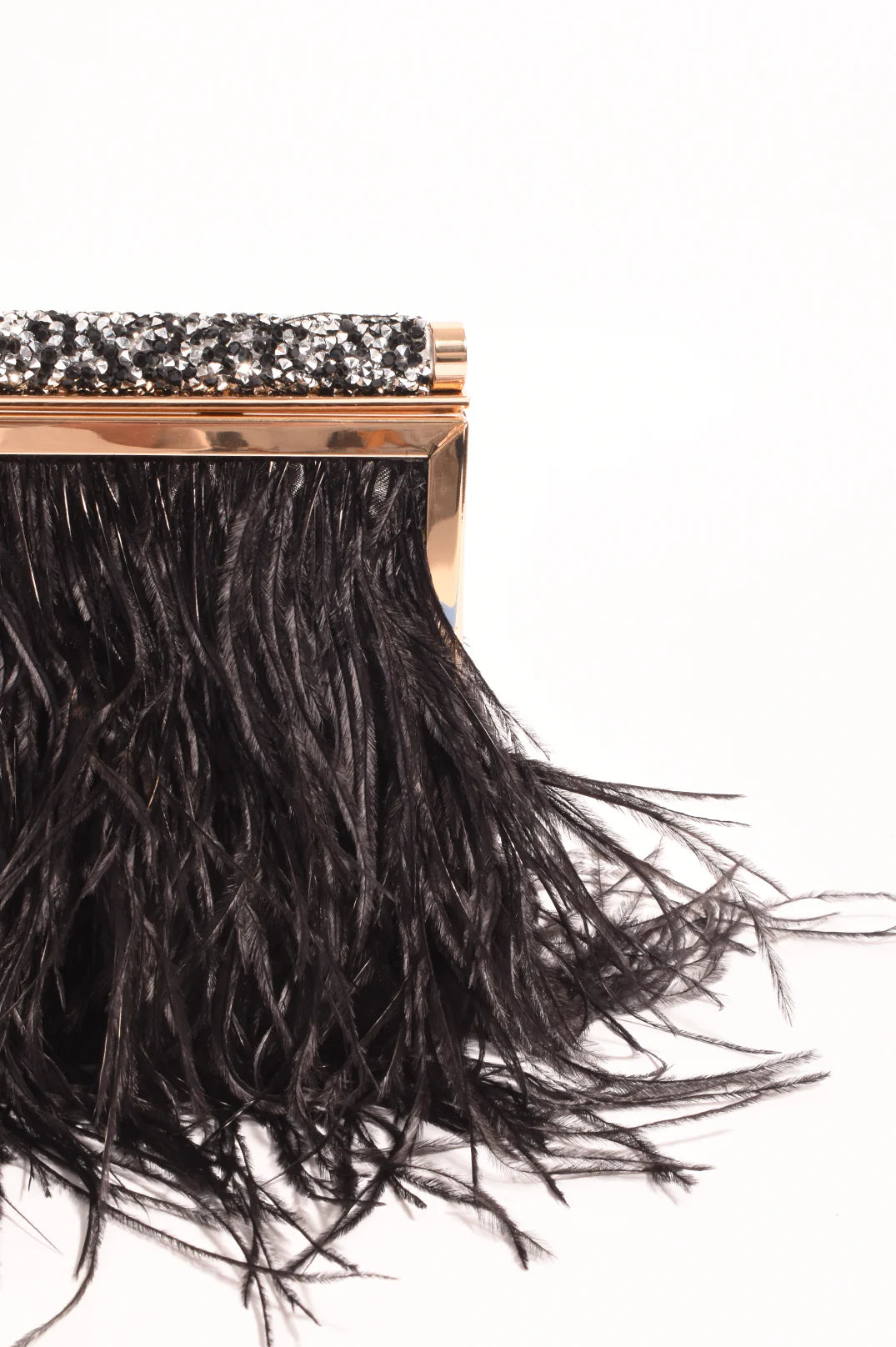 Adorne Mirabelle Feather and Diamante Clutch - Black