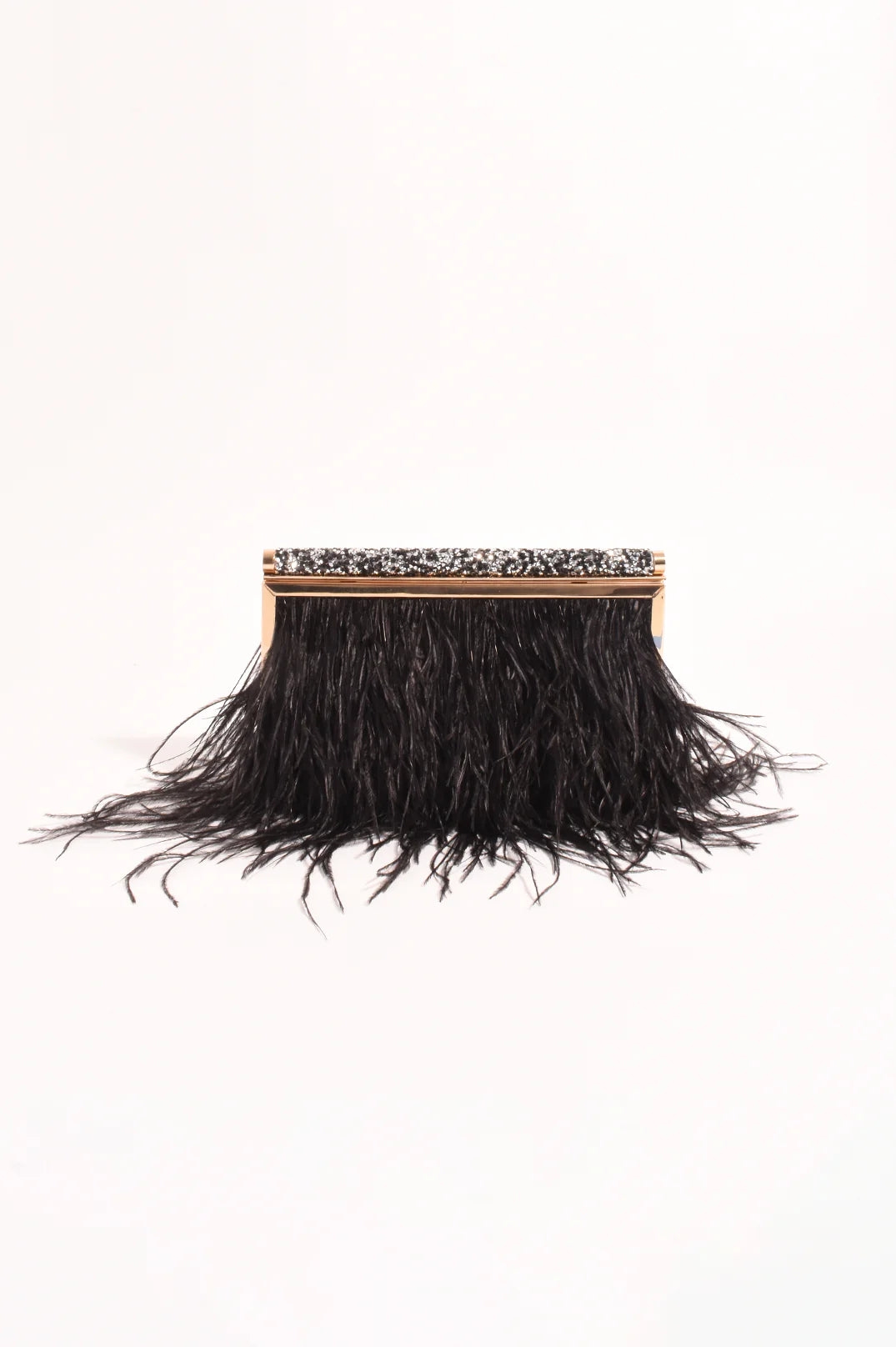 Adorne Mirabelle Feather and Diamante Clutch - Black