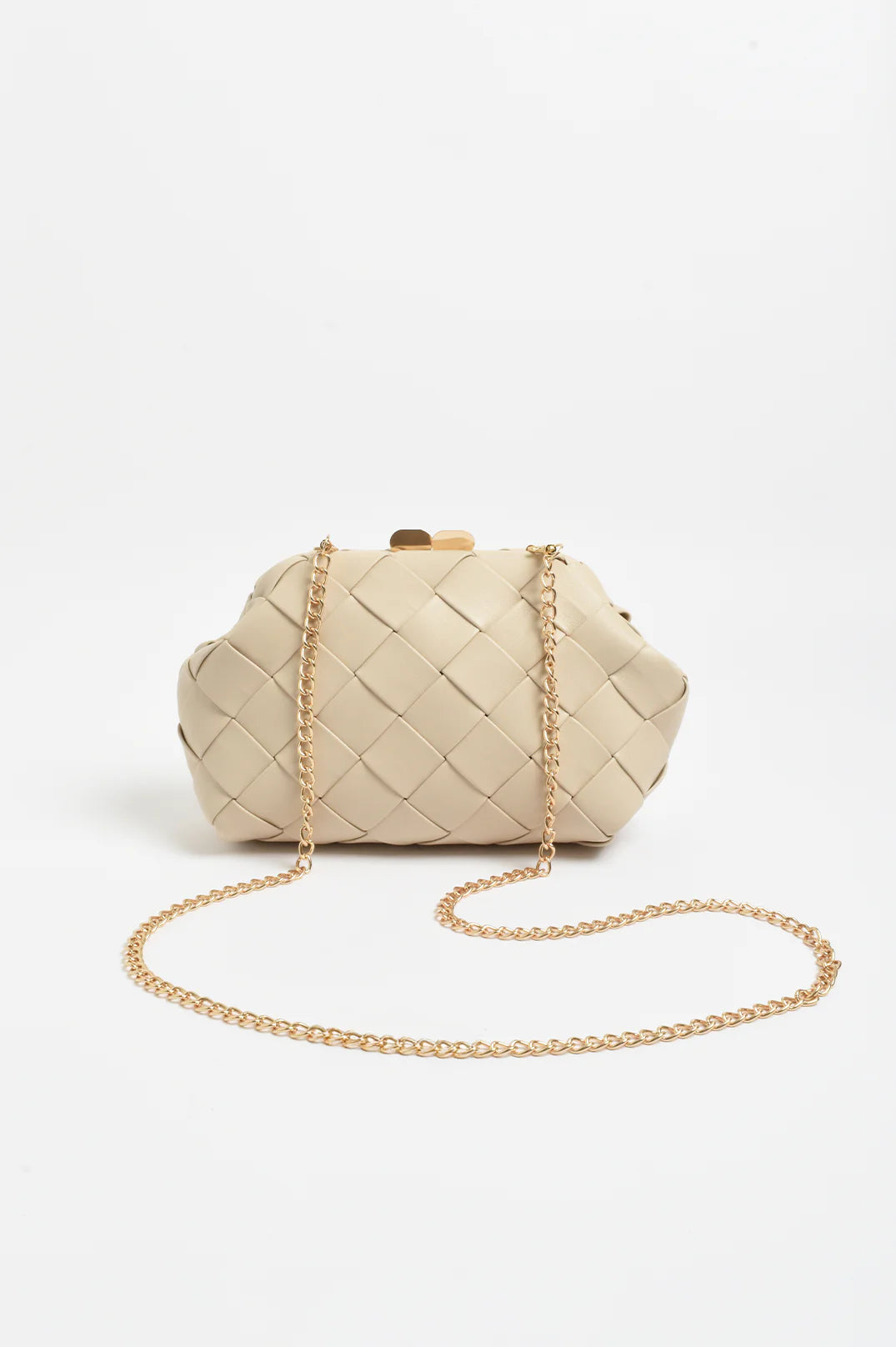 Adorne Amelie Weave Clutch - Cream
