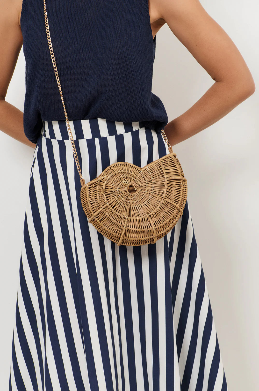 Adorne Wicker Shell Clutch