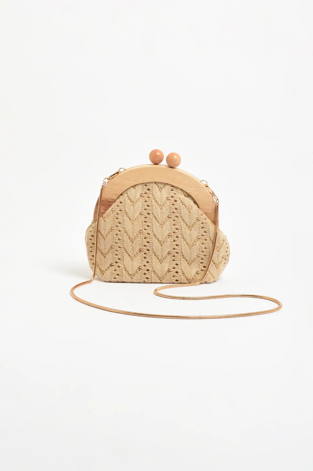 Adorne Arrow Light Weave Timber Frame Clutch - Natural