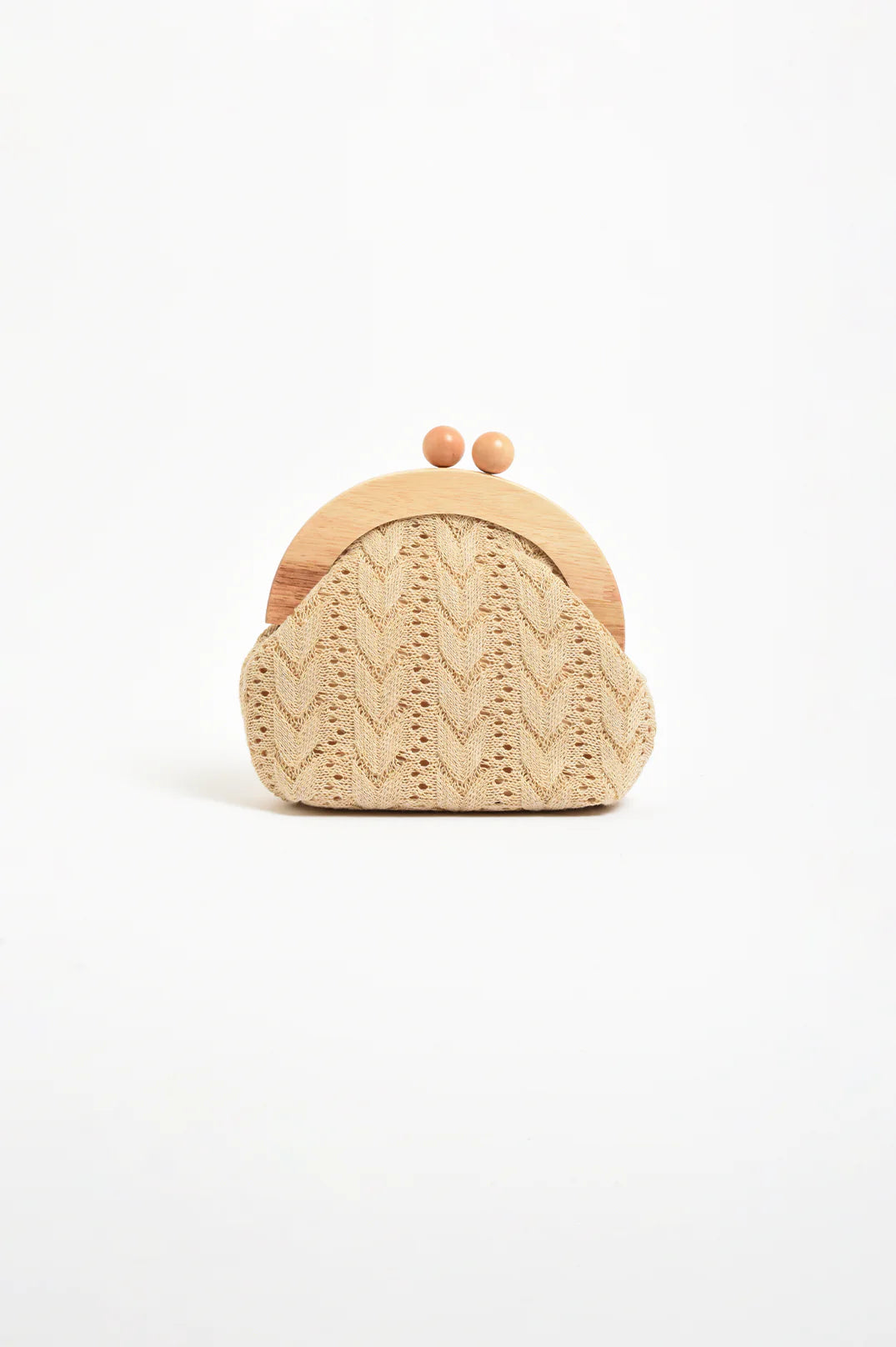 Adorne Arrow Light Weave Timber Frame Clutch - Natural