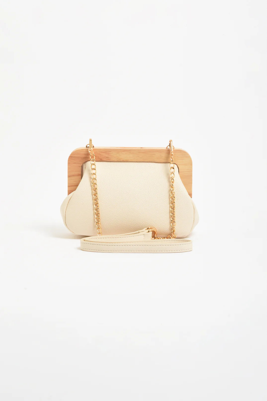 Adorne Kimmi Timber Frame Clutch - Off White