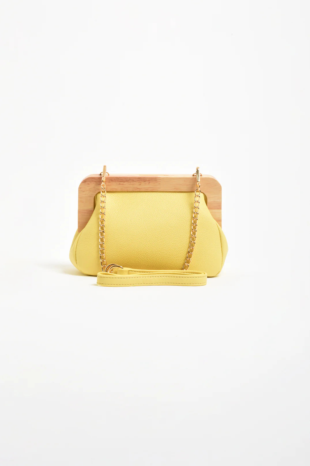 Adorne Kimmi Timber Frame Clutch - Yellow