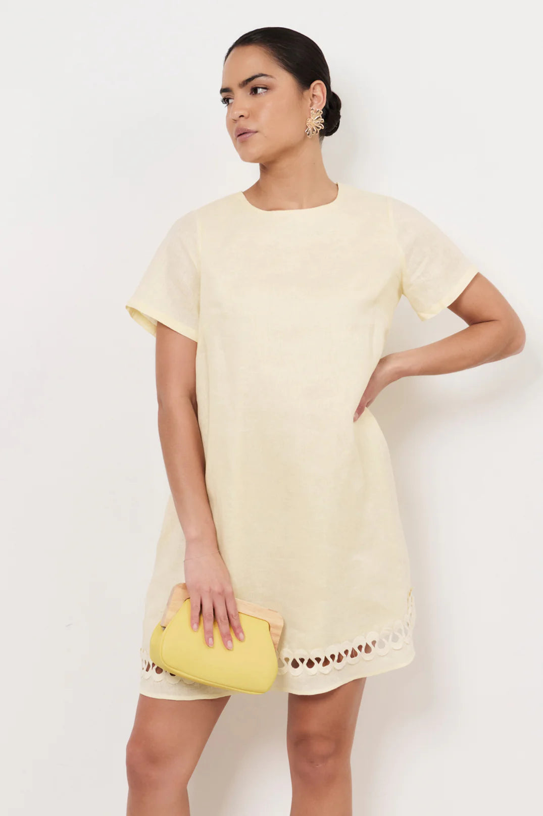 Adorne Kimmi Timber Frame Clutch - Yellow