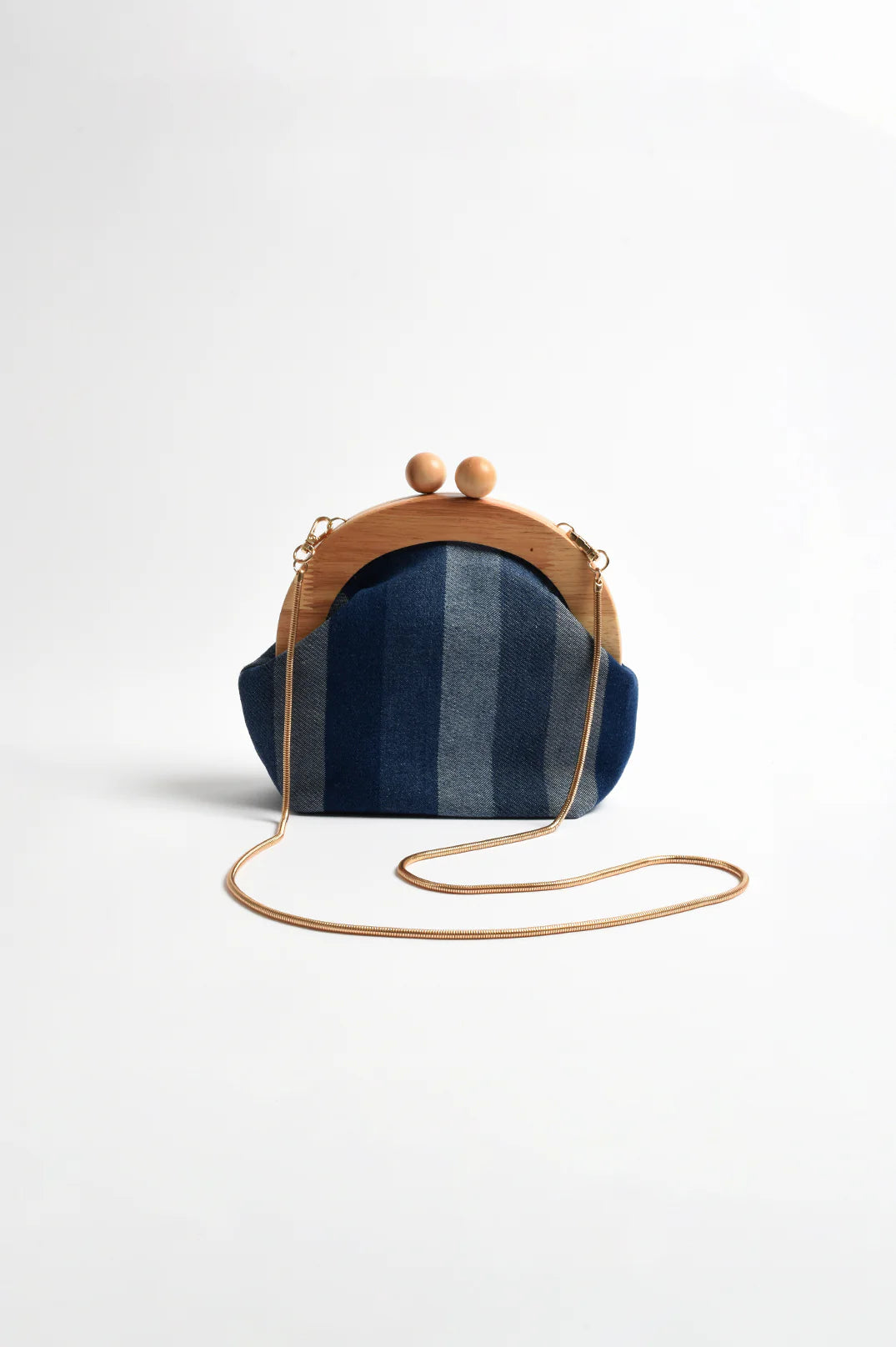 Adorne Wide Stripe Denim Timber Frame Clutch