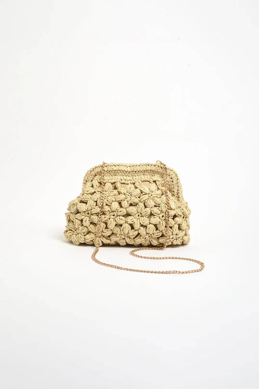 Adorne Flower Paper Weave Clutch - Natural