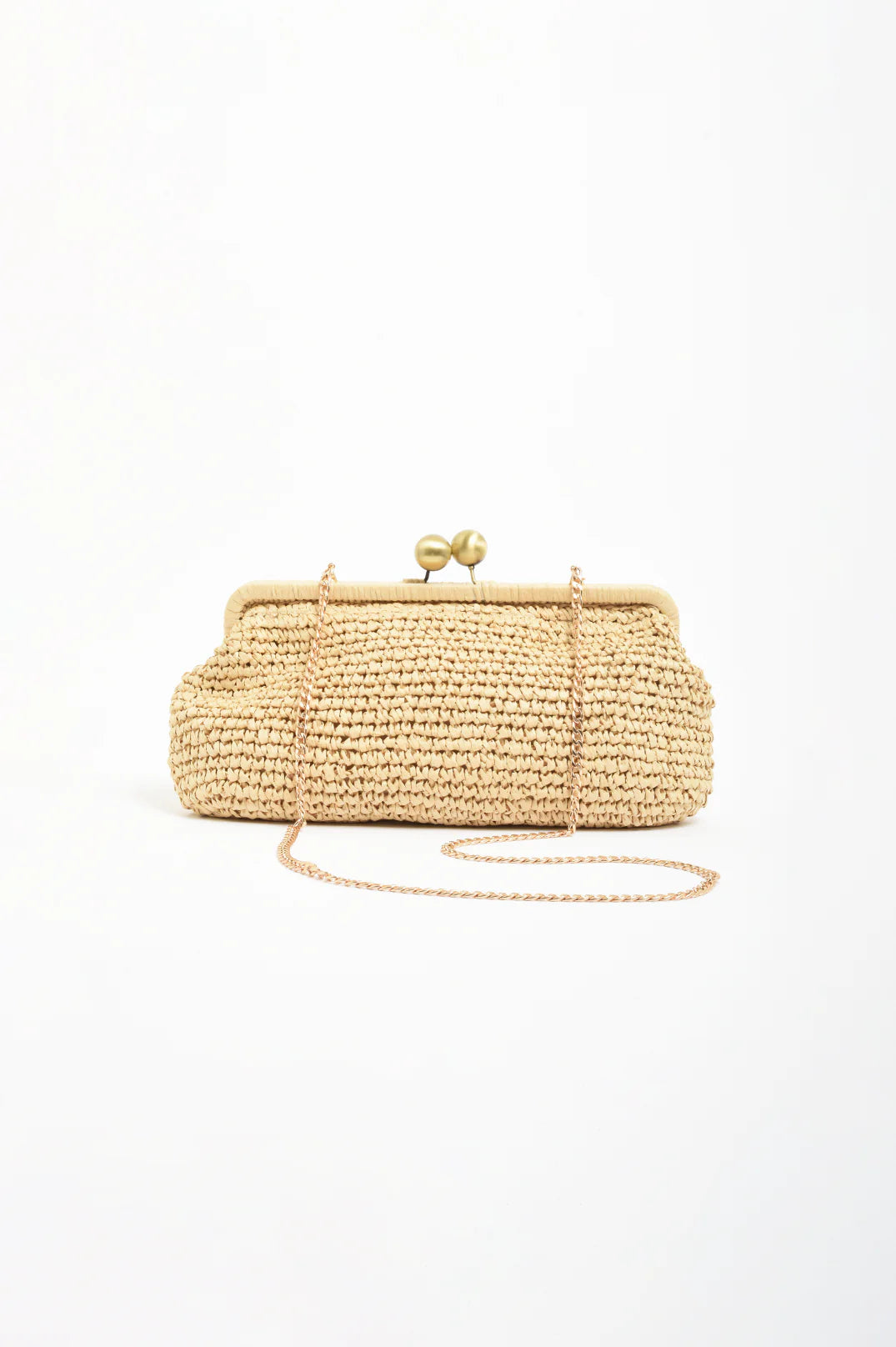 Adorne Clip Top Elongated Clutch - Natural