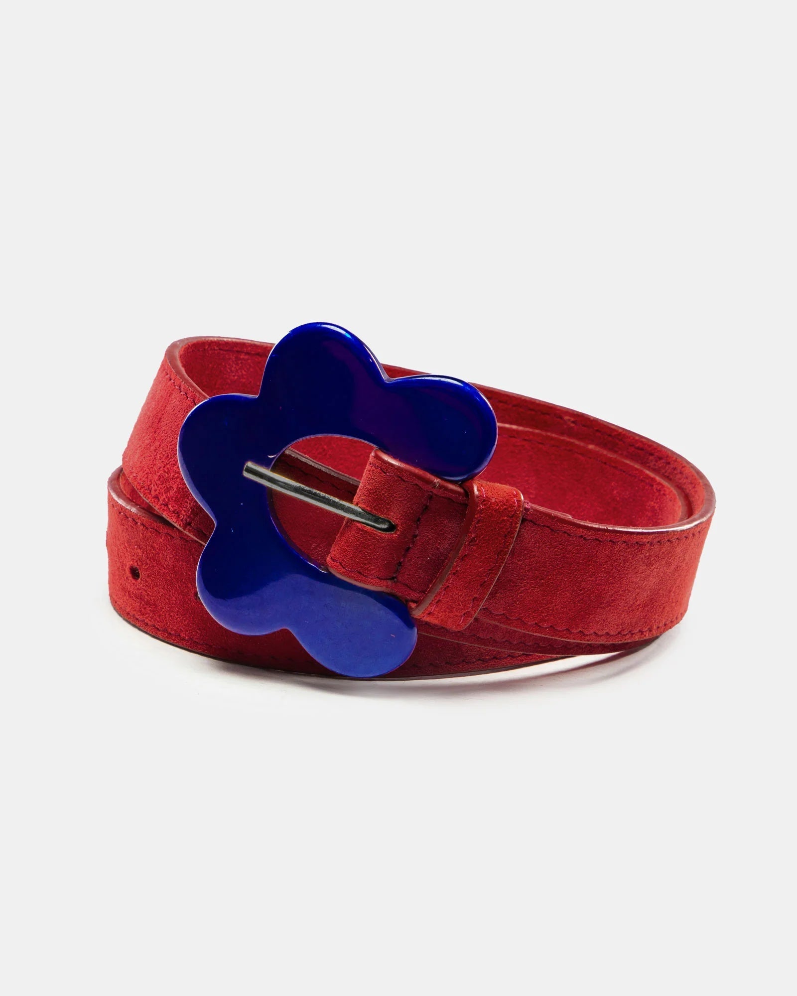 Boom Shankar Flower Belt - Sienna Red Suede