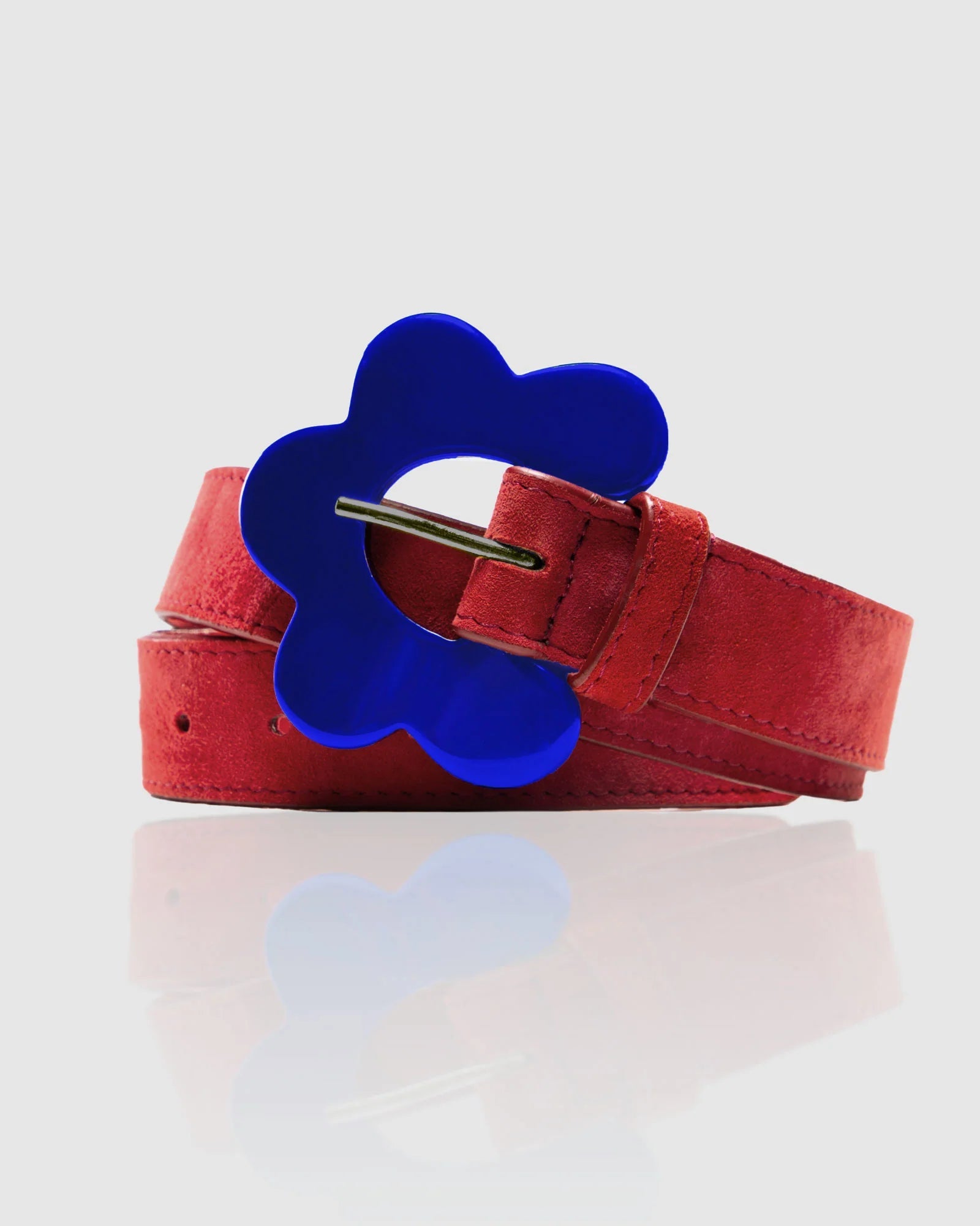 Boom Shankar Flower Belt - Sienna Red Suede