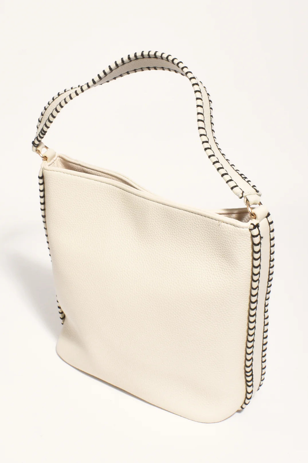 Adorne Stevie Blanket Stitch Bucket Bag - Stone