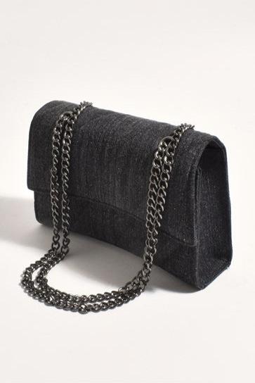 Adorne Stella Denim Angled Handbag - Black