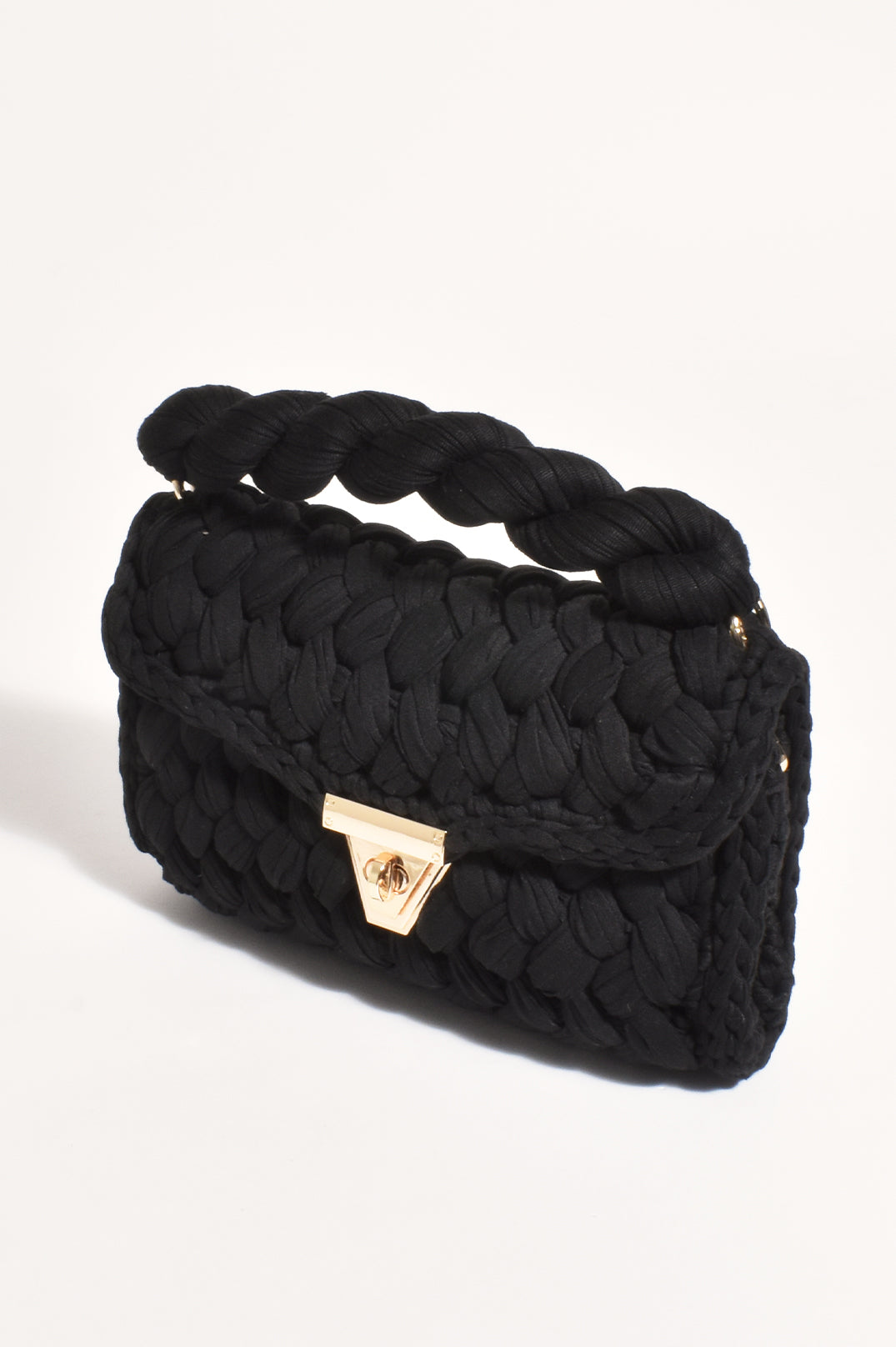 Adorne Annabel Plaited Handbag - Black
