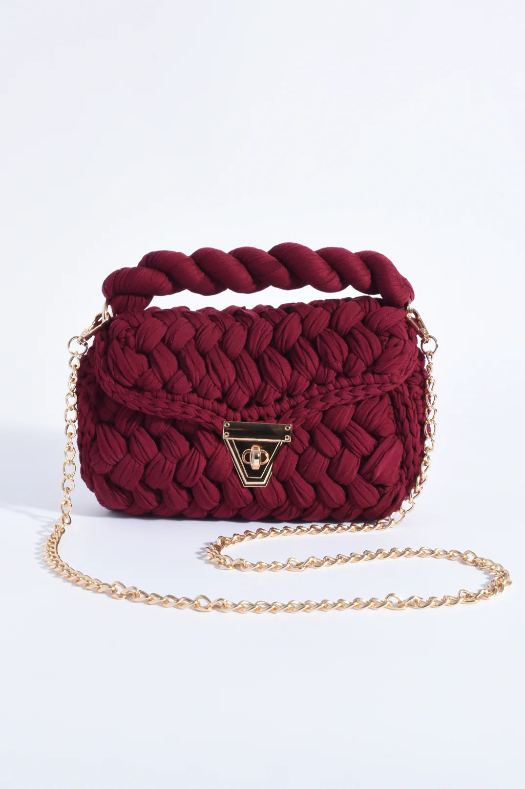 Adorne Annabel Plaited Handbag - Burgundy
