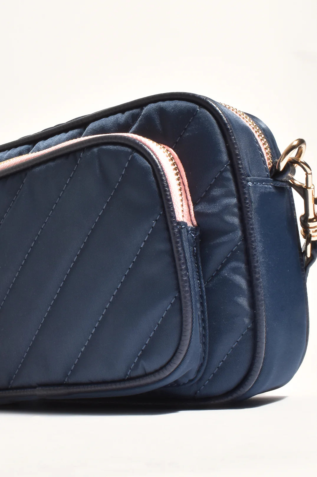 Adorne Louisa Contrast Zip Cross Body Bag - Navy