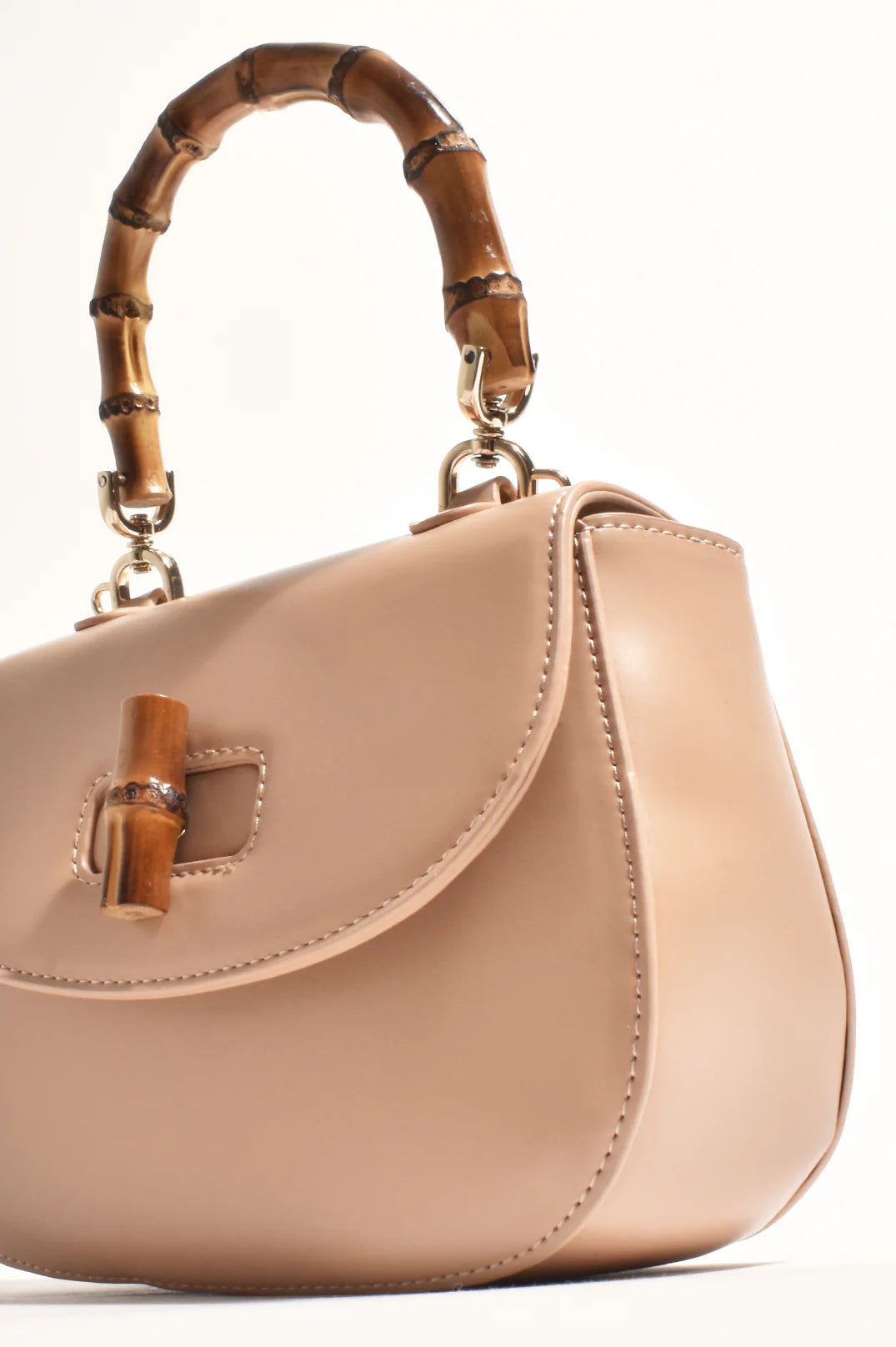 Adorne Marissa Bamboo Curved Mini Bag - Camel